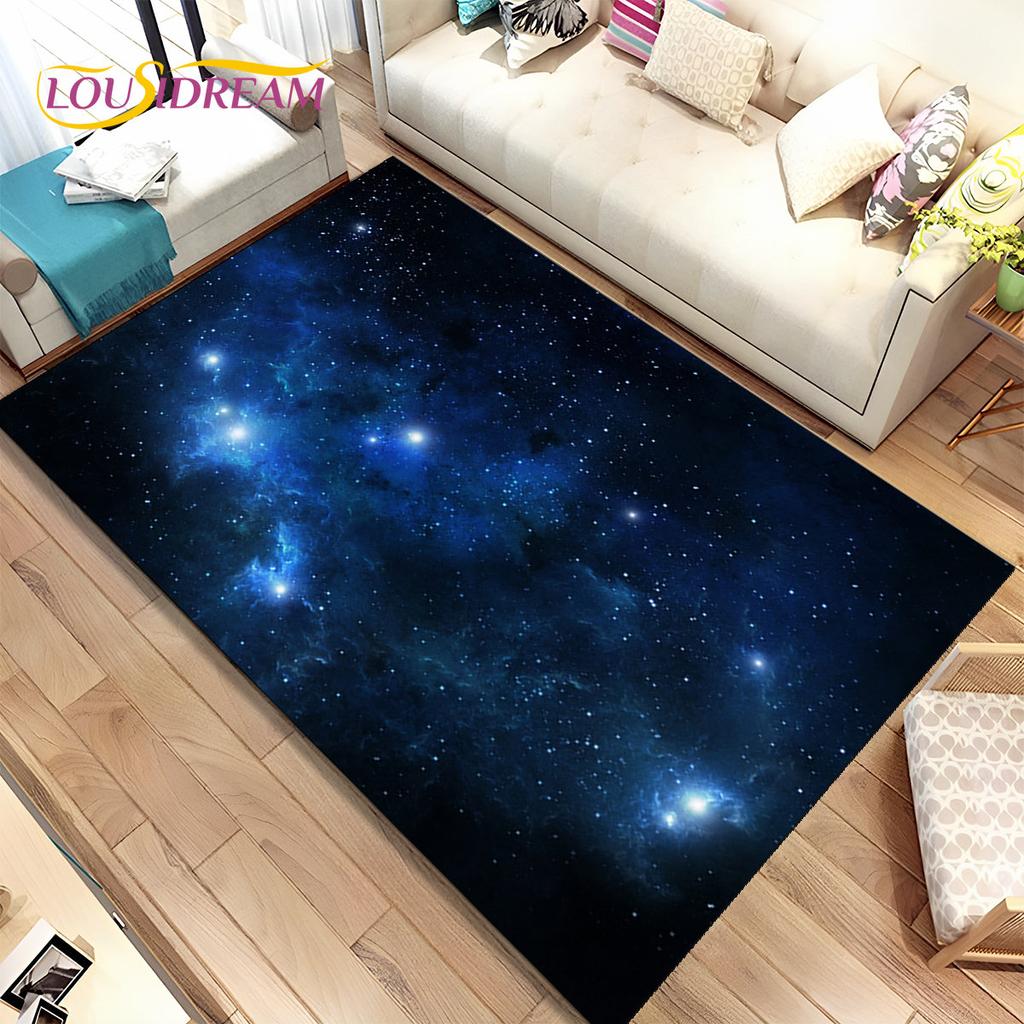 Galaxy Universe Space Stars Area Rug,Carpet Rug for Home Living Room Bedroom Sofa Doormat Decor,Kids Play Non-slip Floor Mat HD