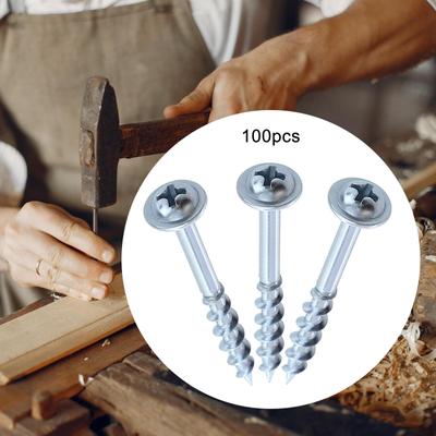 100x Half Tooth Screws Self Tapping Phillips Truss Head Coarse 1.97inch In