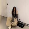 Temperament Contrast Striped Long-sleeved T-shirt for Women Spring New Slim Design One-shoulder Top
