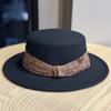 Hepburn Style French Retro Flat Top Hat Women's Autumn and Winter British Versatile Woolen Flat Top Hat Trendy Temperament Bucket Hat