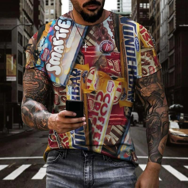 Summer Fashion Men's T-shirt Graffiti Pattern 3D Flower Print Casual Loose Outdoor Boy Short Sleeve Tees Top Pullover