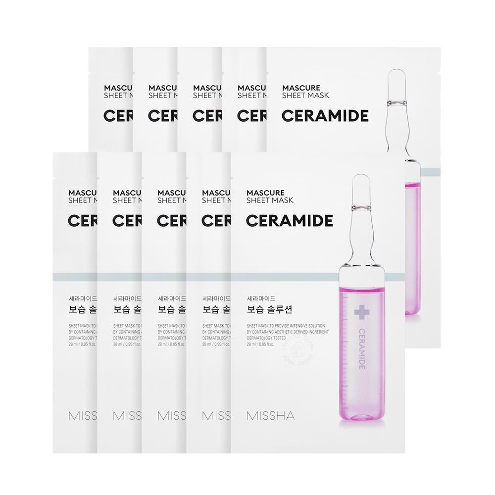 MISSHA Mascure Moisture Solution Sheet Mask [Ceramide] Hydrating Care 10pcs Set