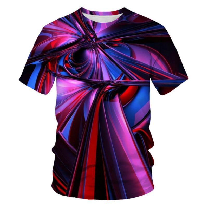 Summer Fashion Colour Light Spectrum Men T-shirt New Casual Printing Fun Tees Trend Personality Leisure O-neck Short Sleeve Tops