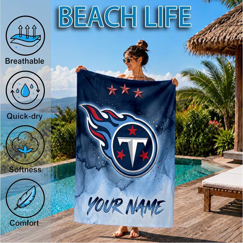 Custom Name Beach Towel Tennessee Logo Art Soft and Quick-drying Beach Towel, Suitable for Travel, Swimming Pool, Gym, Yoga, Gifts