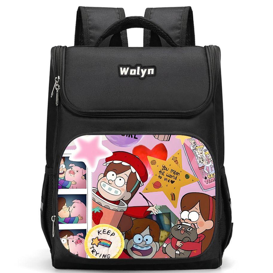 Girlsiii Shoes Unisex Kids Weird Town Gravity Falls Leisure High Definition Printing Primary School Students Lightweight Backpack
