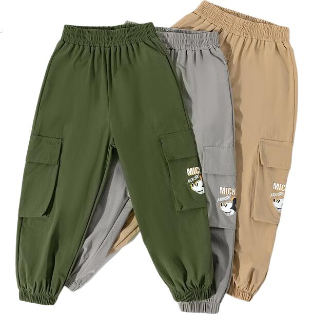 Disney Spring And Autumn New Children's Clothing, Big Boys Fashion Casual Soft Cargo Pants, Army Green, Size 140