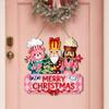 Christmas Door Hanging Wooden Christmas American Welcome Doorplate Wreath Pendant Hanging Decoration Sign Wall Decoration