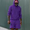 Men's Fleece Hoodie Shorts Two-piece Loose Solid Color Casual Sports Men's Suit