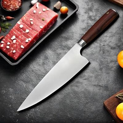 Japanisches Kochmesser mit Holzgriff Professionelles Küchen-Tranchiermesser Sushi-Messer Fleischerbeil Edelstahl Kochwerkzeuge