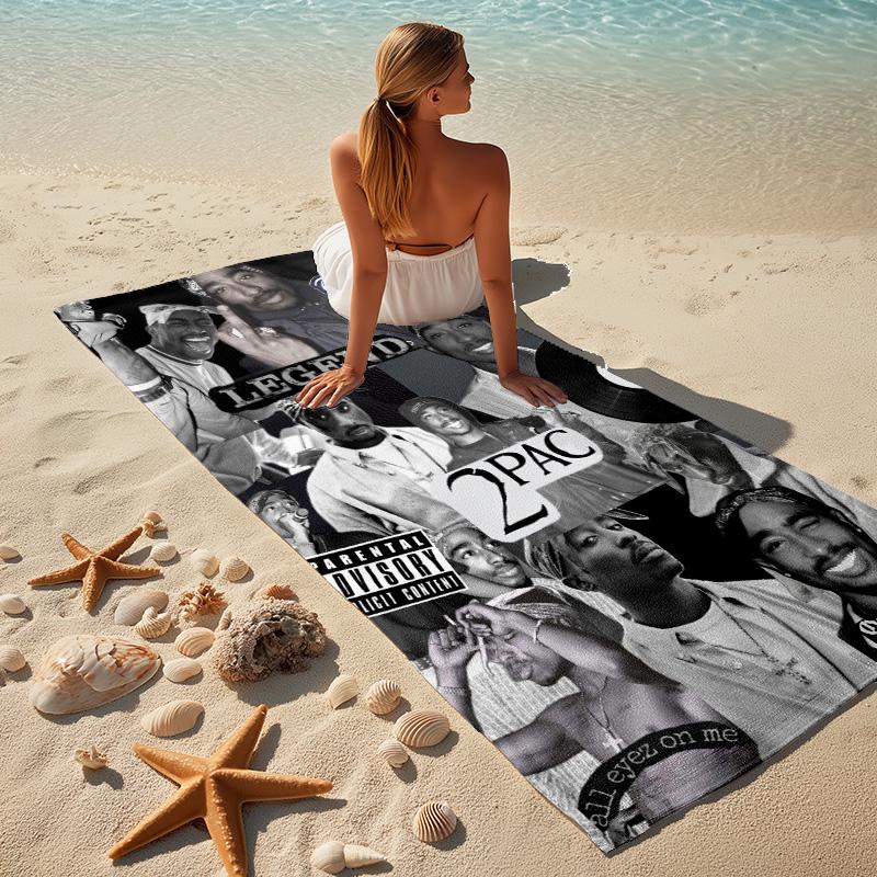 Tupac Collage Stylish Digital Printing Beach Towel Quick Drying Absorbent Blanket For Beach Pool Gym Travel Christmas Gift C9211166