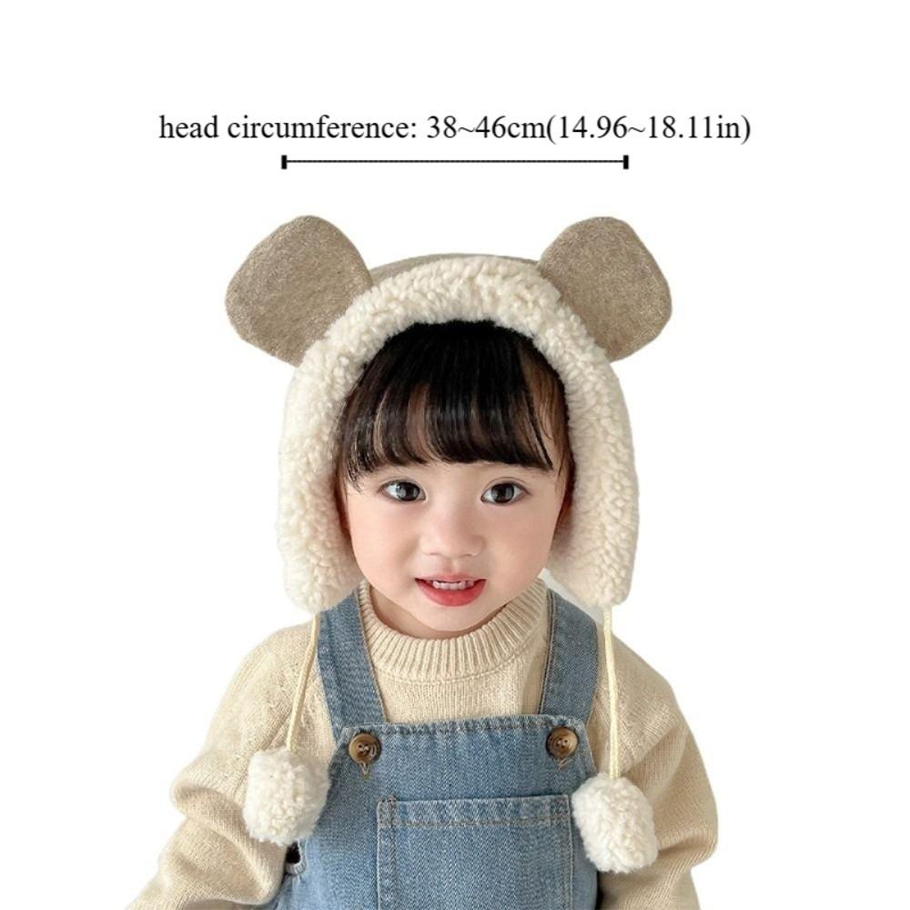 Kawaii Cute Bear Ear Hat Fleece Thick Baby Beanie Cap Winter Warm Ear Protection Hat Boys Girls