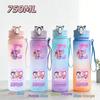 750ML Anime KPop Demon Hunters Sports Water Bottle Leak Proof Colorful Straw Cup Portable Water Bottle designed for Outdoor Sport Fitness