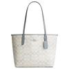 City 26 Bolso Tote Clásico con Logo Estampado Firma Lona Recubierta Bolso Tote Bolso de Compras Bolso de Mano Hombro Mediano para Mujer Azul