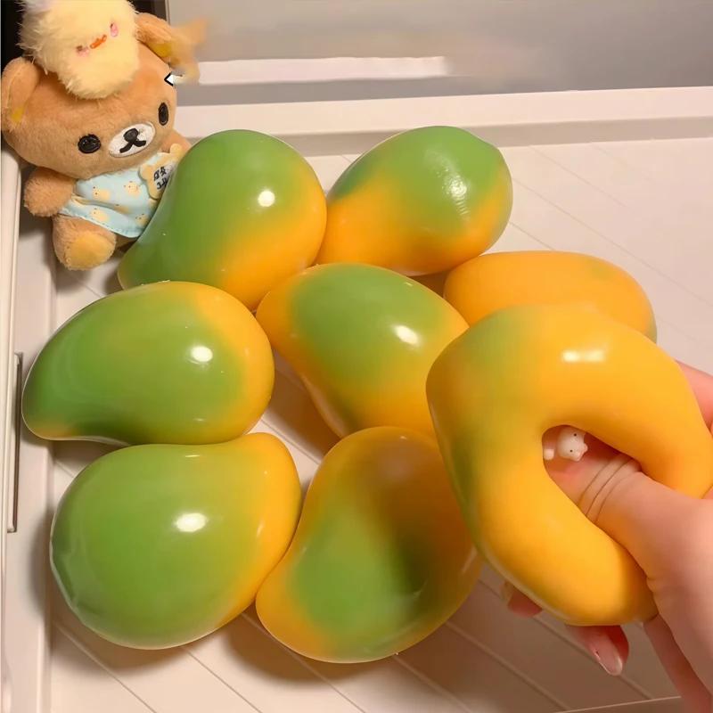 Bai Fen Bai Dolls And Toys Unisex Handmade Crispy Mango Stress Ball Squeeze Toy, Color-Changing Mango Squishy Fidget Ball, Asmr Sensory Stress Relief Toy