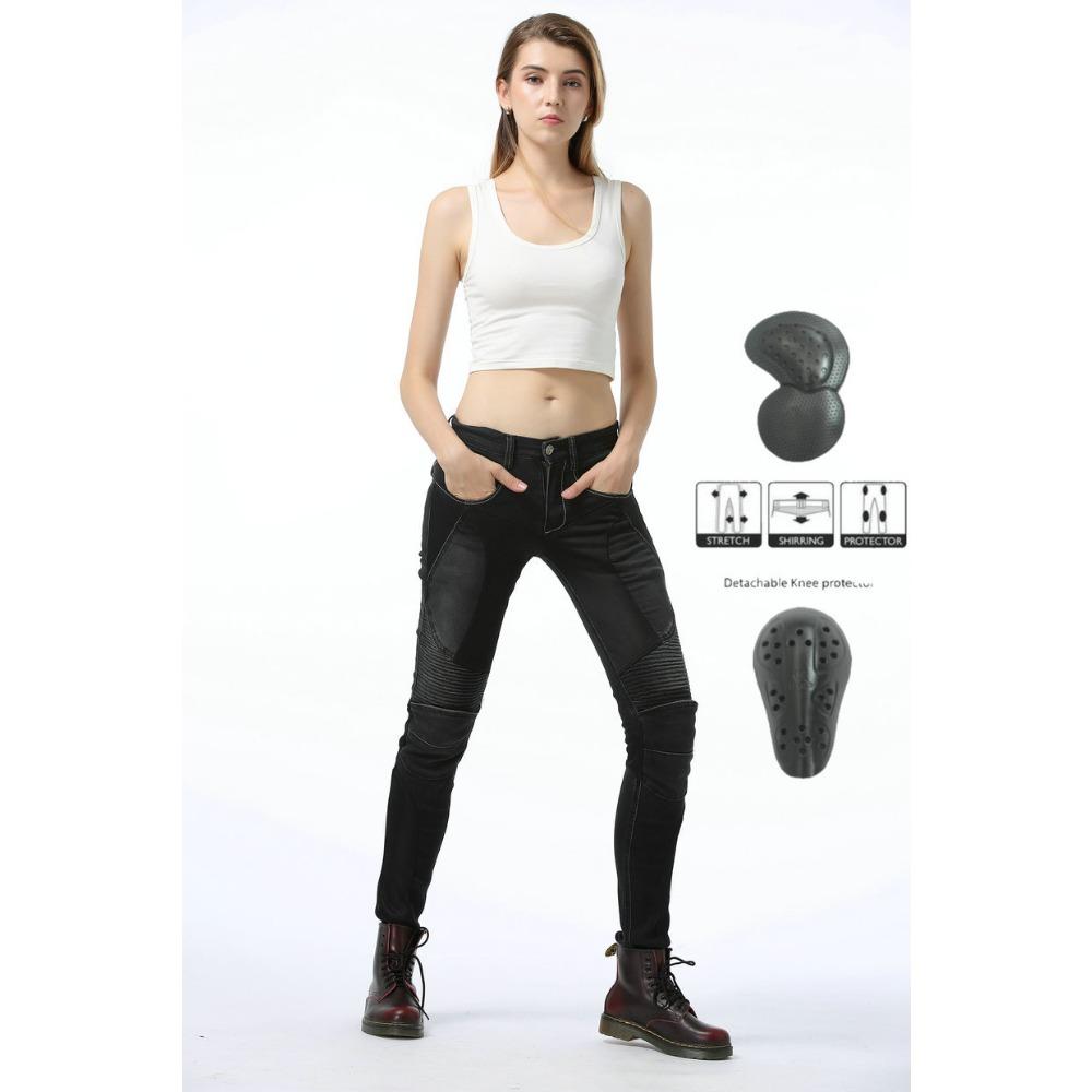 Summer Mesh Breathable Model, Locomotive Elastic Anti-drop Cycling Pants, Motorcycle Jeans for Women