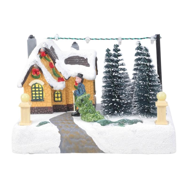 Rotating Holiday Music Boxes Featurings Warm LED Light And Resins Construction For Family Gatherings