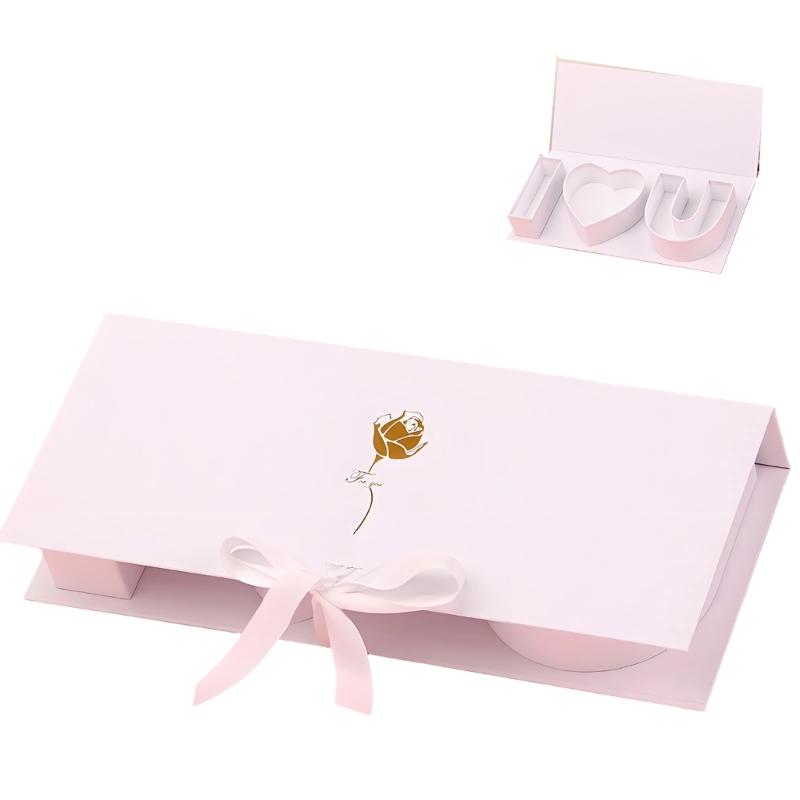 Cardboard Letter Combination Gift Box With Ribbon Flower Wrapping Container For Birthday Valentines Day Anniversary