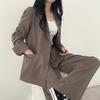 Women Spring Autumn Suit Coat Lapel Long Sleeve Flap Pockets Solid Color Loose Fit Casual Blazer Workwear