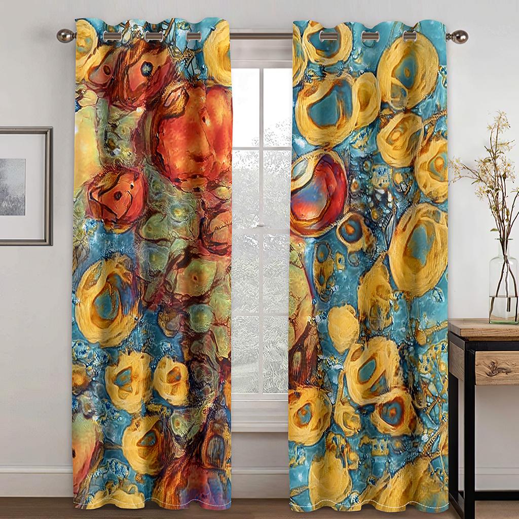 

Абстрактный узор насыщенного цвета с 3D цифровой печатью занавеска для гостиной спальни дома 90г полиэфирное волокно материал занавеска две панели W50xH130(CM)x2pcs&Grommet Top