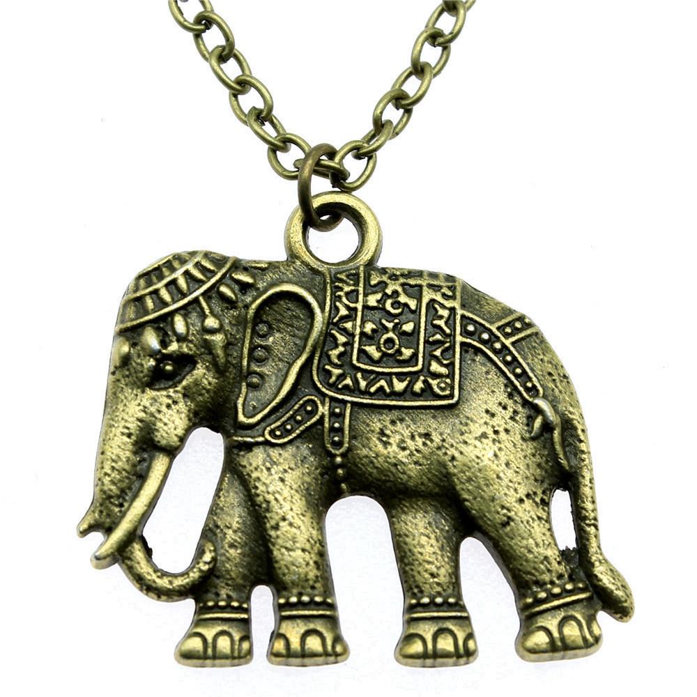 Elephant Head Pendant Necklace Lucky Boho Tribal Style Jewelry 45cm or 70cm Long Chain