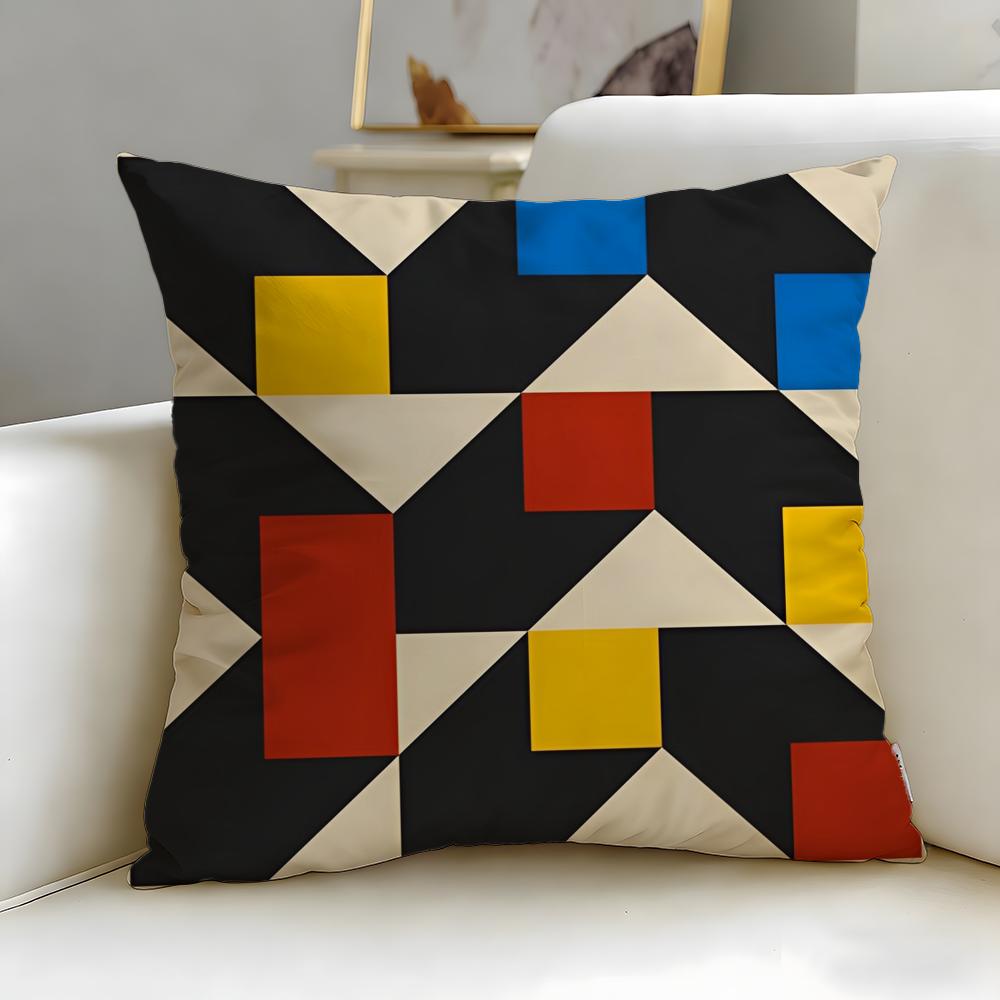 Classic Art Theme Bauhaus Geometry Cushion Cover Soft  EasyWash Pillow Case  Versatile for Couch Bed Travel and Office