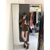 Women's Retro PU Leather Faux Sheepskin Motorcycle Jacket and Fashion Short Skirt Two-Piece Set (Spring/Autumn 2023)
