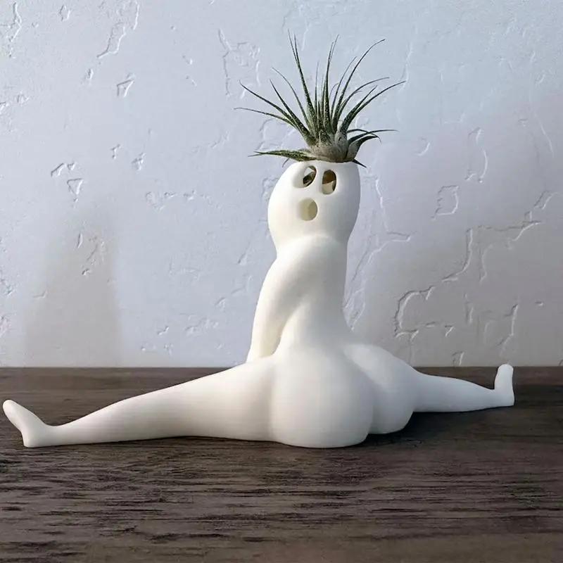 Funny Private Room Ghost Flowerpot Succulent Flowerpot Air Plant Display Indoor Flowerpot Decoration Flowerpot Funny Prank Gift