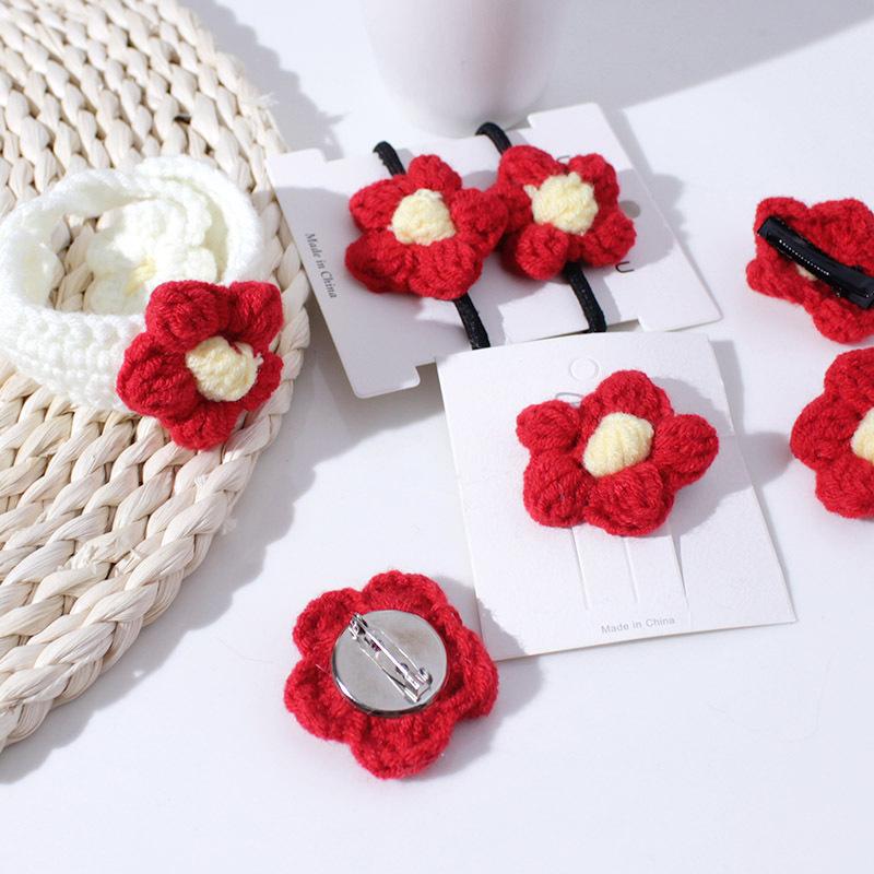 Cute Little Safflower Wool Hairpin Hair Accessories Women'S Japanese Brooch Alloy Hairpin Headband Edge Clip Set