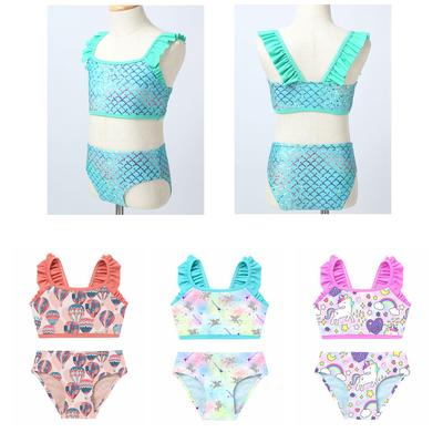 2PCS Kids Girls Tankini Printed Bikini Swimsuit Swimwear Bathing Suit Tops with Bottoms