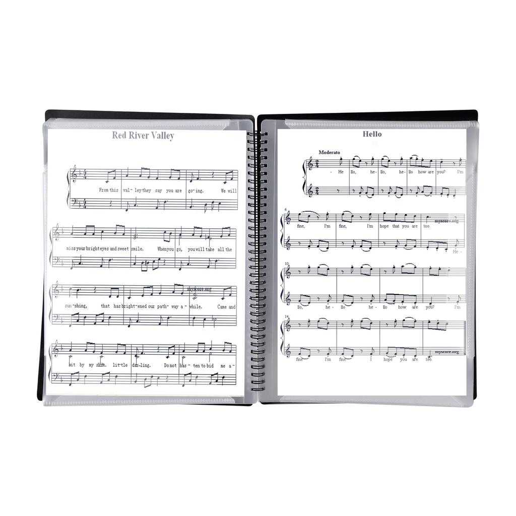 A4 Music File Case, Large Capacity, Sheet Music Holder, Music Score Storage Case, 30 Pages (60 Sides), Coiled, Thick, for Music Files, Documents,