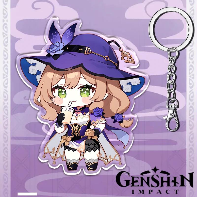 Portachiavi Acrilico Genshin Impact da 12cm Accessori Zaino Studente Hu Tao Yoimiya Zhongli Raiden Shogun Accessori Regali per Feste