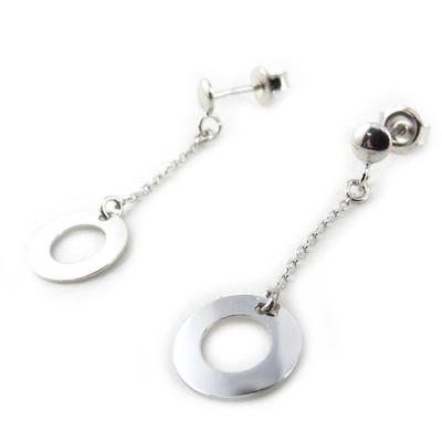 [N2213] - Silver 'Zen' Silver Earrings (rhodium-plated) - 21x9 Mm