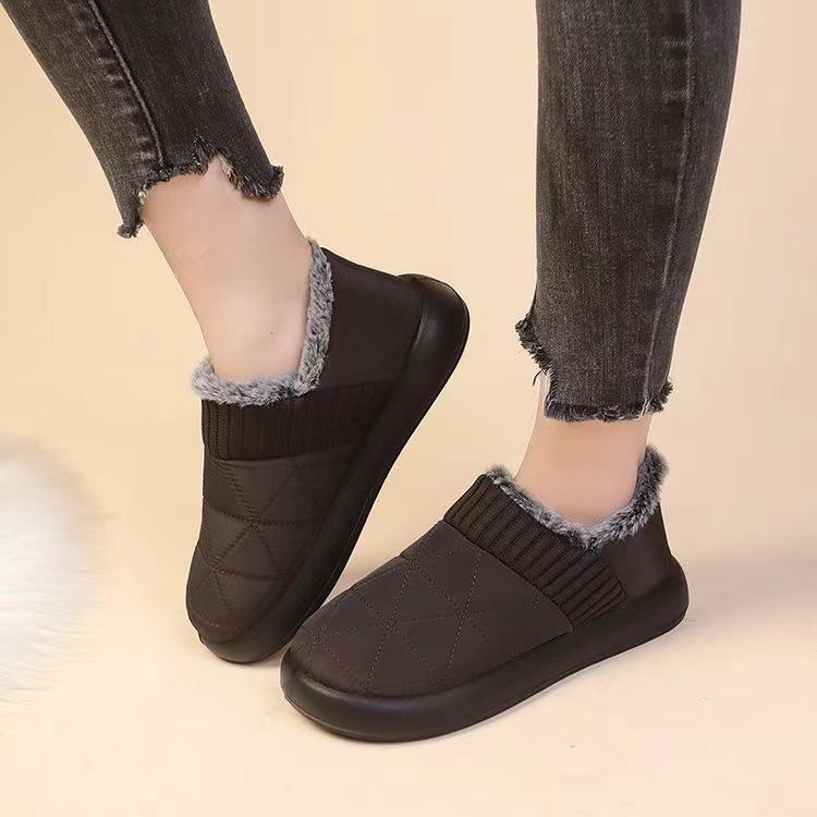 Hot seller winter women cotton shoes with thickened warm middle-aged and elderly mother shoes short tube slip-on flat snow boot