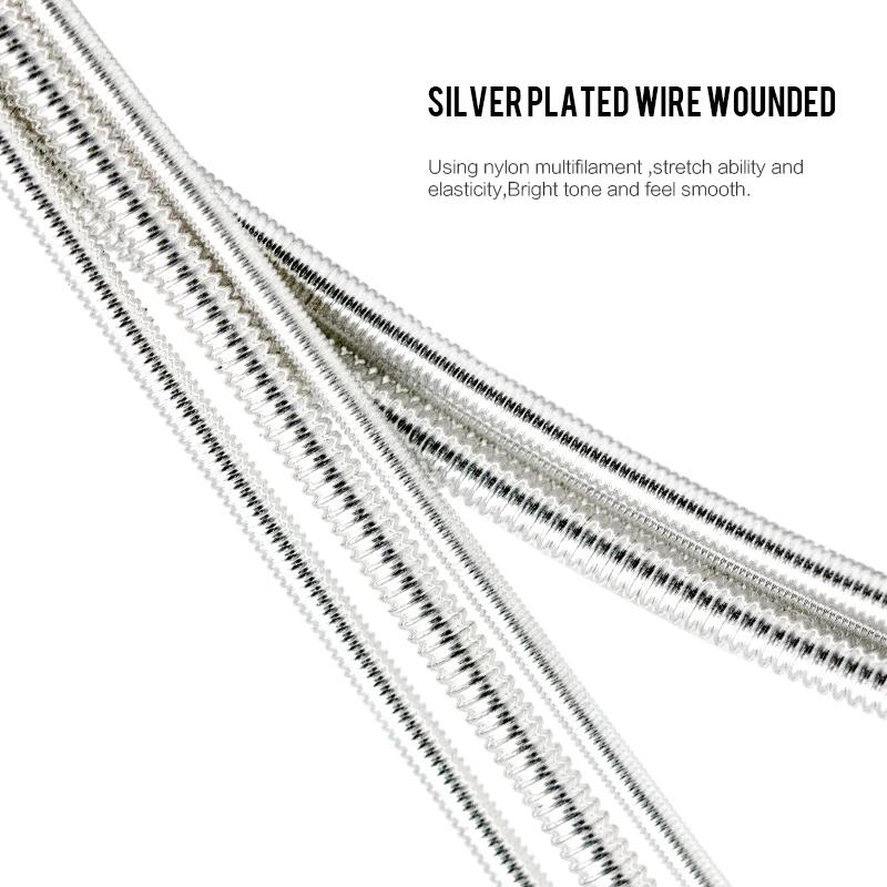 Orphee Classical Guitar Strings Nylon Silver Plated Guitar Strings for Beginners Practice Professional Classical Guitar Strings