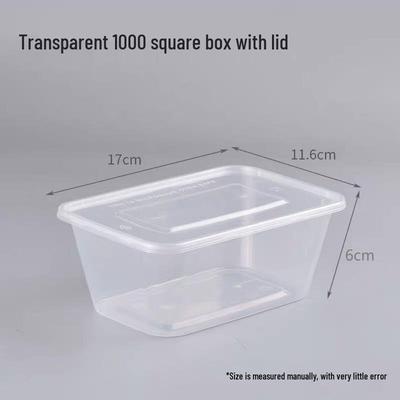 ZISIZ Rectangular Disposable Plastic Lunch Box with Lid