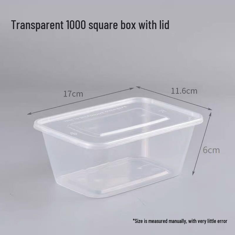 ZISIZ Rectangular Disposable Plastic Lunch Box with Lid