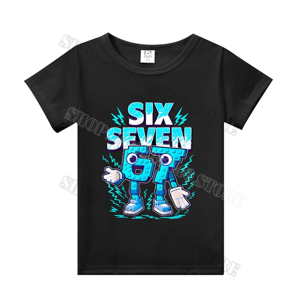 Steal A Brainrot Short Sleeve Children T-shirt 67 Six Seven Cotton Tops Tshirt Boys Girls Clothing Fashion Funny Kid Tee Shirts