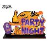 Halloween Party Supplies for Bars Tabletop Decor Signs, Pumpkin Ghost Gnome Wood Centerpiece Blocks, Spooky Goblins Ghosts Table Tiered Tray Ornaments