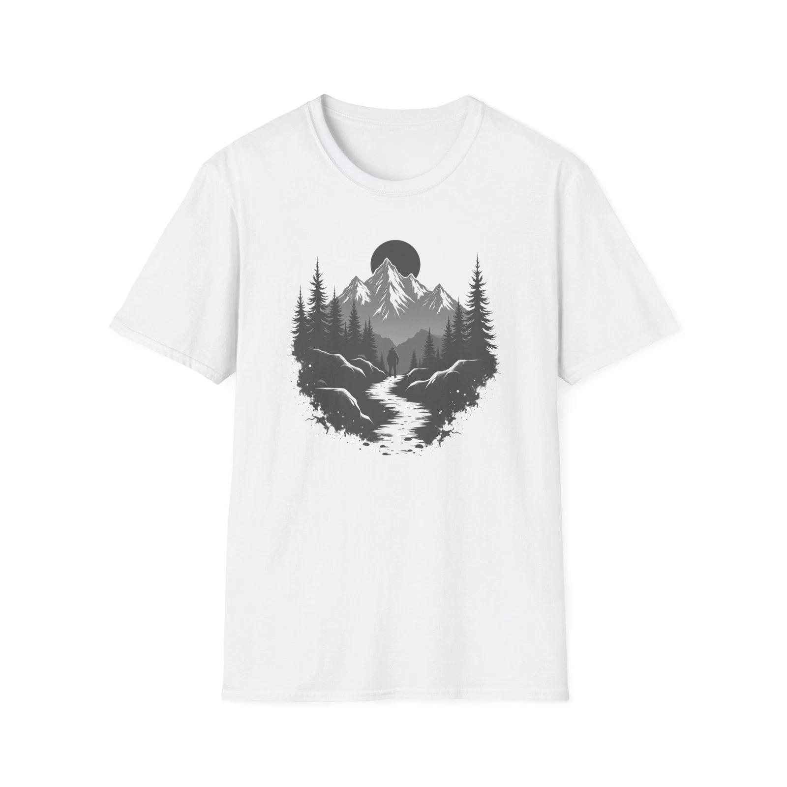 Mountain Landscape T-Shirt | Forest River Night Scene 3XL