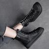 Johnature Winter Plüsch Warme Baumwollstiefel Echtes Leder Runde Zehen Dickbesohlte Kurze Damenstiefel