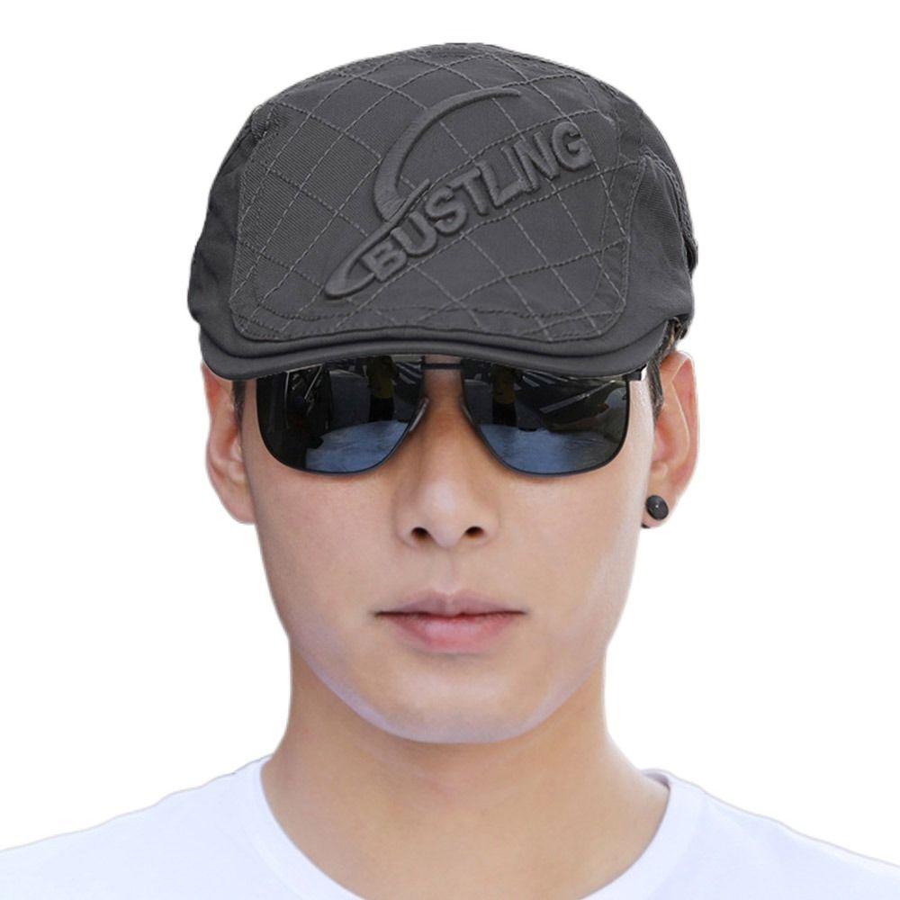 

UV Protection Berets Hat Adjustable Newsboy Hat Fashion Cabbie Flat Cap Men сірий