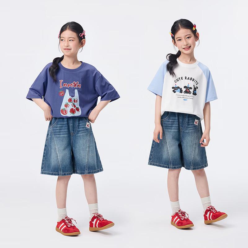 Xiaoyinman Girls' Casual Mid-Waist Denim Shorts
