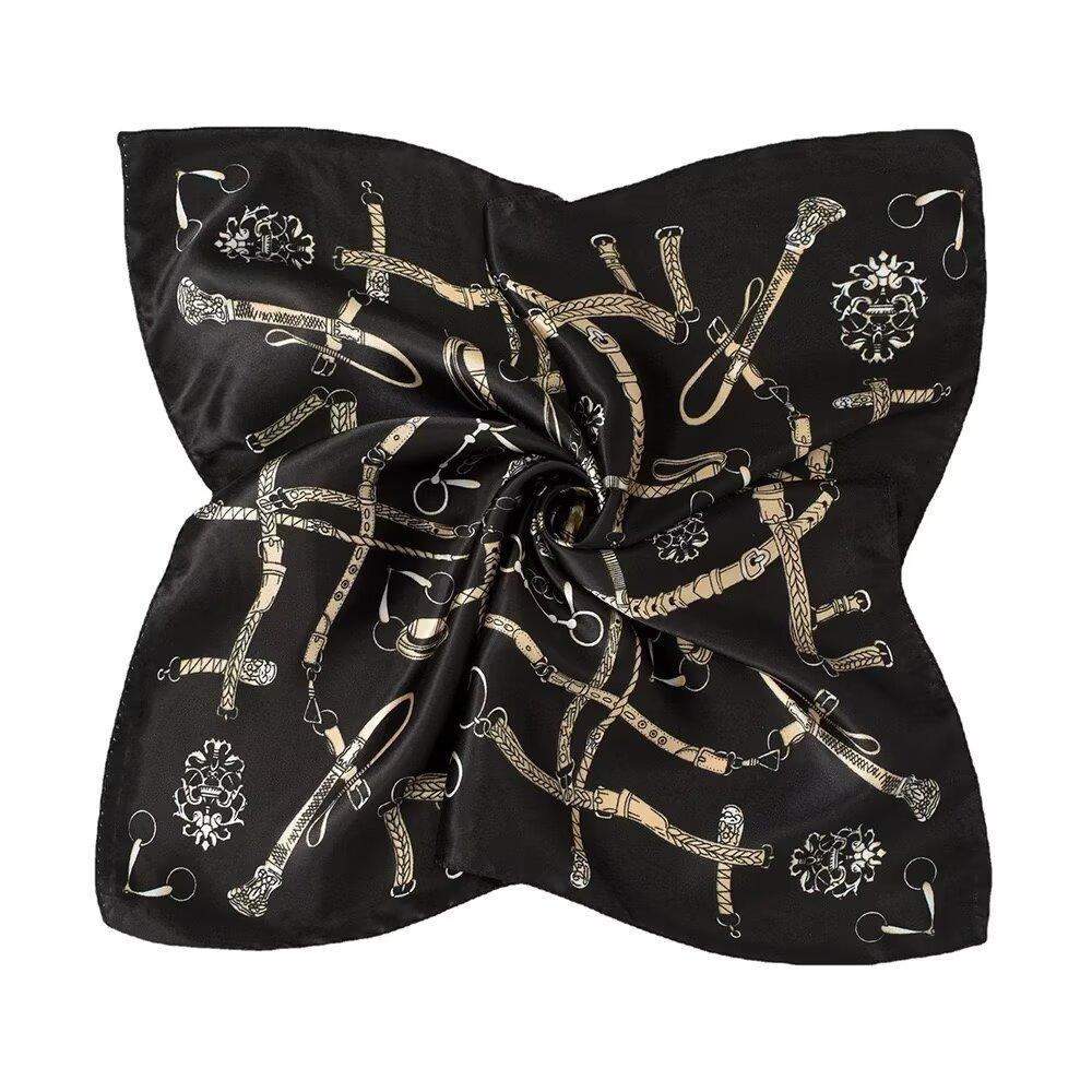 Silk scarf women's thin small square scarf simulation silk yarn versatile summer multi-functional sunscreen scarf neck protection scarf