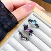 Dark Punk Personality Bow Love Zircon Stacked Open Ring Niche Genderless Style High Sense Ring