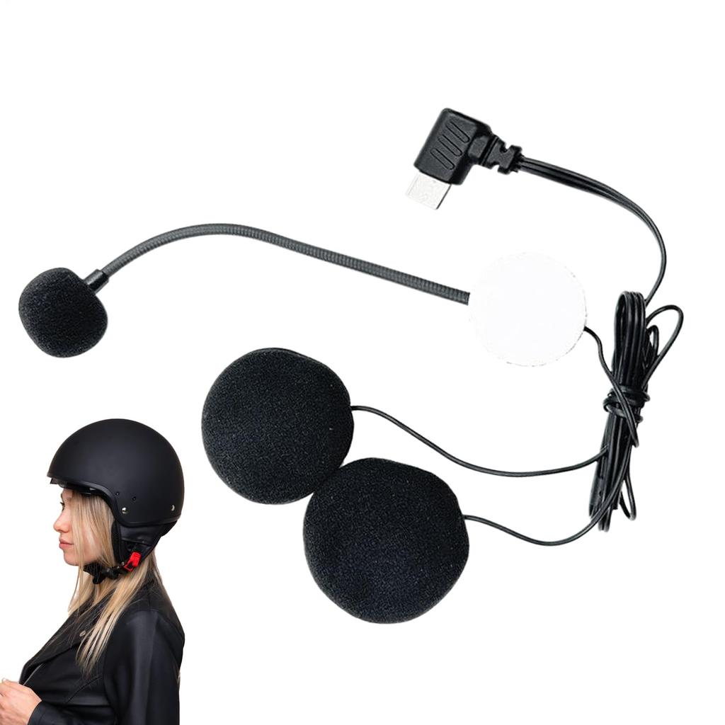 Motorcycle Helmet Speaker | Motorcycle Headphones | Waterproof Type-C Connection, Noise Reducing Microphone for Streaming Studio Video