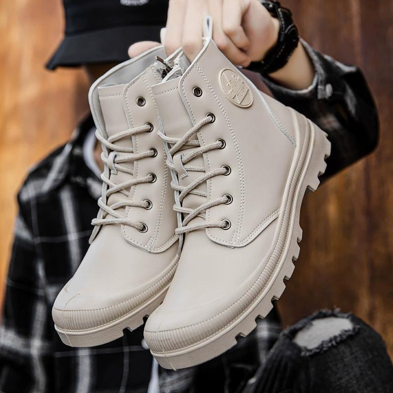 

Мужские и женские солдатские ботинки, кожаные ботинки на молнии, ботинки двойного назначения для ходьбы, повседневная обувь 44