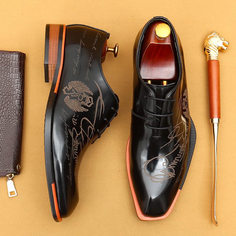 [VIP-Exklusiv] Herrenschuhe aus Lackleder – echtes Rindsleder, britischer Brogue-Stil, formell und geschäftlich angemessen.