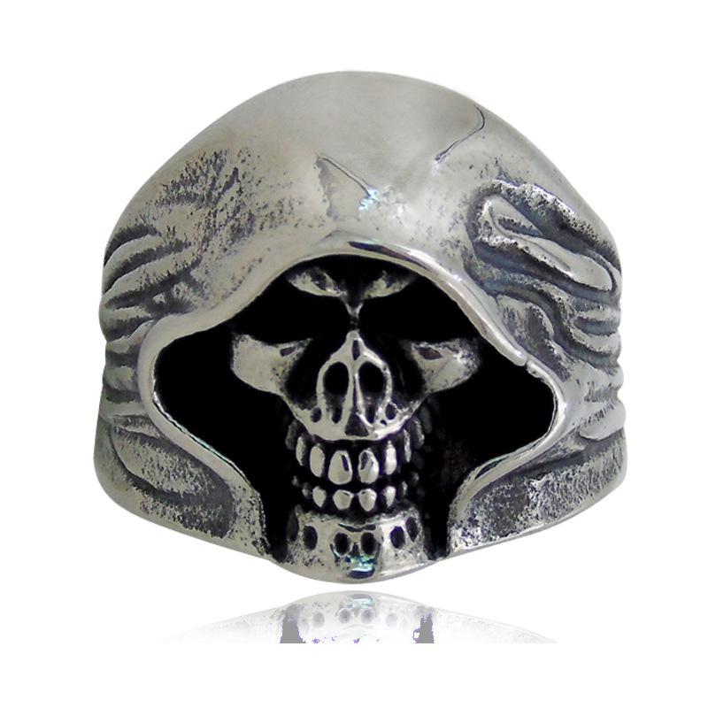 Black Death Skull Ring, Domineering and Fashionable Ghost Head Jewelry