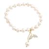 Girls Simple Charms Crystal Women Temperament Pearl Bangles Beads Whale Fishtail Bracelets Pendant