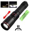 Aluminum Alloy White Laser Powerful LEP Flashlight 18650 or 21700 Battery Zoom Torch Light Lamp with Tail Rope Power Indicator